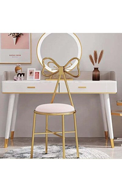 ZUIHAO Metal Vanity Chair Leathers Padded Seat Makeup Chair Butterfly Chair Makeup Stool Dressing Chair