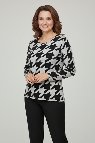 YXL COLLECTION Bluză pentru femei de mărime mare material elastic guler rotun...