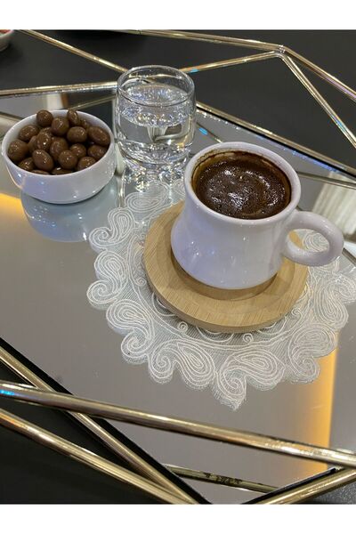 ART ÇEYİZ منديل تقديم القهوة، قاعدة الأكواب، منديل تقديم مطرز، منديل تقديم ال...