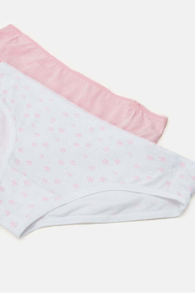 REDTAG Senior Girls Pink And White Floral Print Brief (Pack of 2)