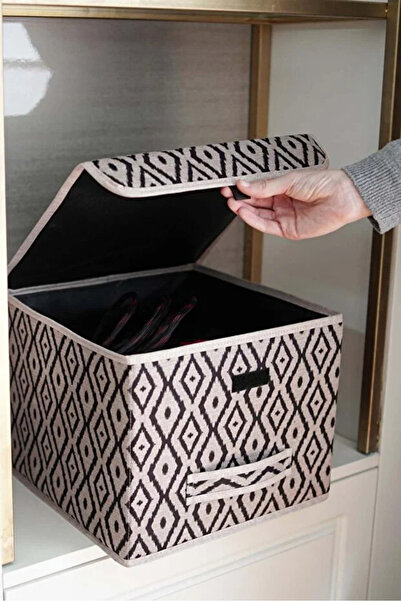 Tex Republic Cutie multifuncțională Bohe cu capac, organizator pentru rafturi de dulap, cutie decorativă de depozitare 30X30X23 cm