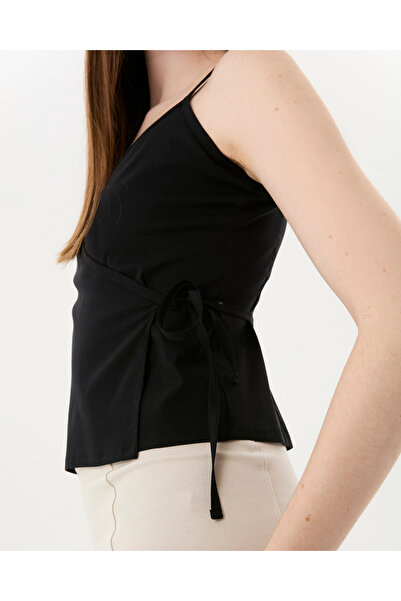 Ayma Active Black Strap Wrap Blouse
