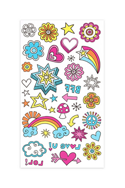 Le Mabelle Multicolored Rainbow Themed Girl's Tattoo Set