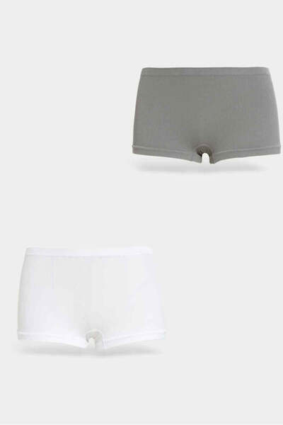REDTAG Women Grey And White Brief Short Set (2 Piece)