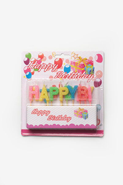 Le Mabelle Çok Renkli Simli Happy Birthday Harf Parti Mumu