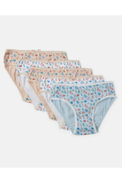 REDTAG Girls Assorted Printed Brief Set (Pack of 5)