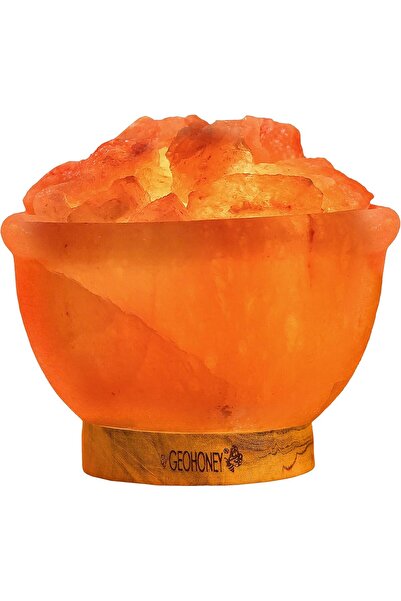 Geohoney Himalayan Salt Fire Bowl Lamp with Glowing Salt Crystals