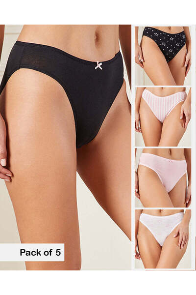 REDTAG Women Assorted Bikini Brief Set (Pack of 5)