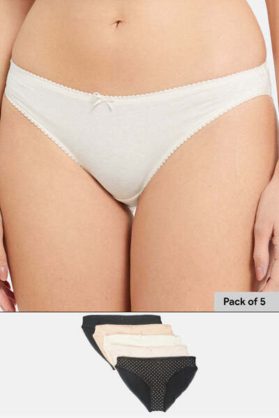 REDTAG Women Assorted Printed Bikini Brief Set (Pack of 5)