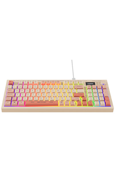 Everest Kb-79 Silent Pro Bej-Pembe-Turuncu Sessiz Rgb Q Membrane Oyuncu Klavyesi Kablolu