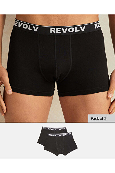 REDTAG طقم رجالي أسود سادة بتصميم هيبستر (عبوة من قطعتين)