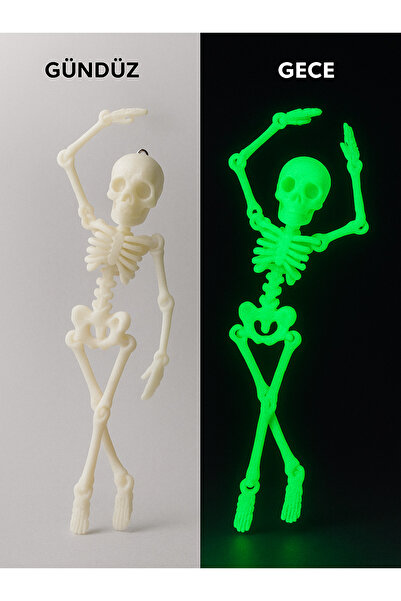 K&B ATÖLYE Fosforlu Flex İskelet Anahtarlık / Ayna Süsü (Gece Parlayan)