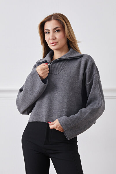 DPARİS Zippered Crop Knitwear Sweater
