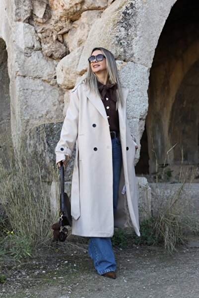 bytugcekaya Taş Astarlı Düğme Detay Kaşe Kaban