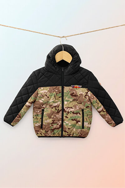 Neşeli Butik Palton de iarnă din lână interioară cu model de camuflaj pentru ...