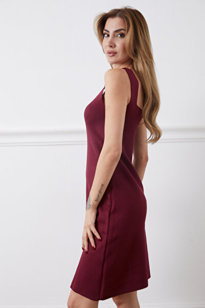 DPARİS Square neck thick strap knit dress