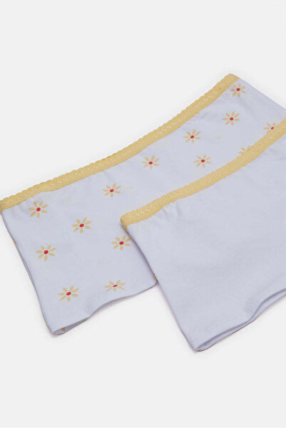 REDTAG Senior Girls White And Yellow Boxer Brief Set (Pack Of 2)