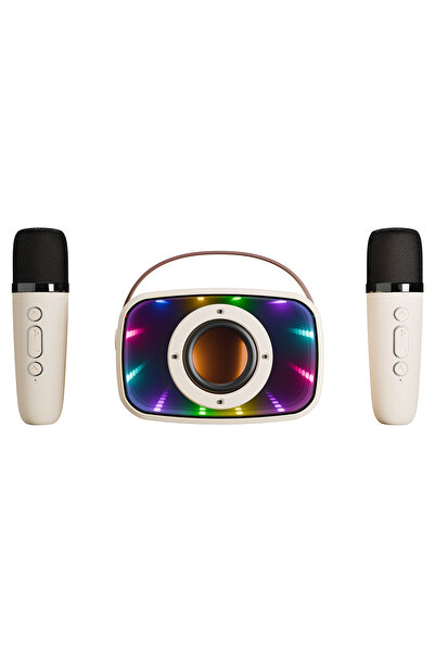 Mikado Md-57Bt Endless 5W Bej Tf + Usb + Aux + Bt Destekli 2 Wireless Karaoke Mikrofon 1200Mah