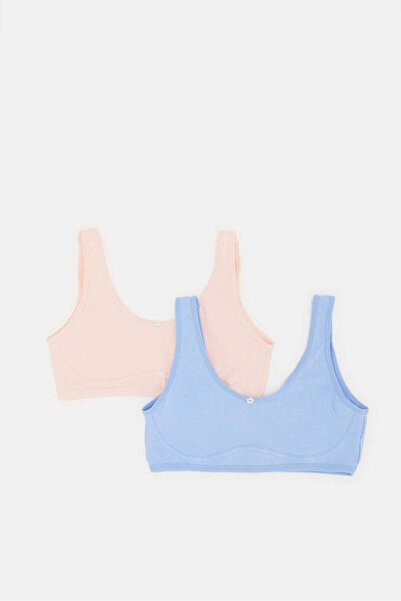REDTAG Senior Girls Blue And Yellow Non-Padded Bra (Pack of 2)
