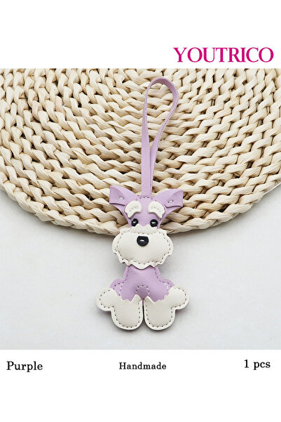 Youtrico 1pc Schnauzer Dog Handmade Bag Charm - PU Leather Cute Pet Keychain