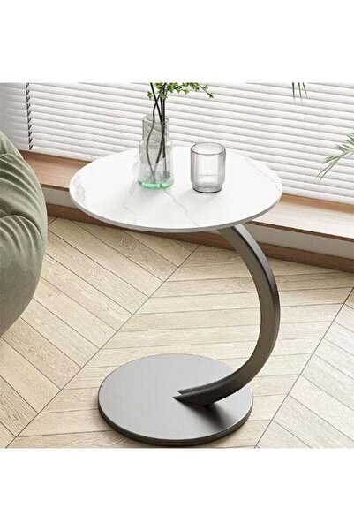 VOGMAX Mobile C-shaped Sofa Side Table - Compact Small Coffee/Bedside Table
