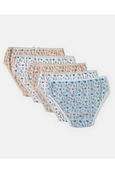 REDTAG Girls Assorted Printed Brief Set (Pack of 5)