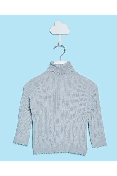 REDTAG بلوفر أزرق محبوك برقبة عالية للبنات الرضع