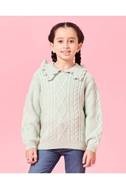 REDTAG بلوفر محبوك للبنات باللون النعناعي