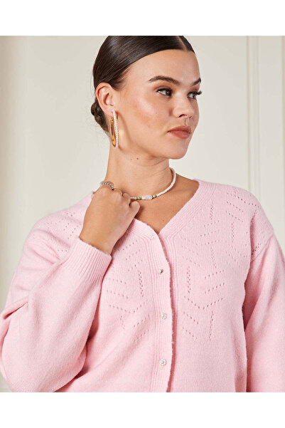 REDTAG Women Pink Button Front Knitted Cardigan