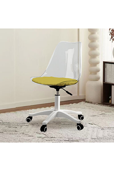 Sinyin Acrylic Chair, Ergonomics Modern Office Desk, Armless Study Chair with Waterproof PU Leather