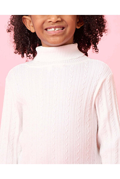 REDTAG Girls White Knitted Pullover