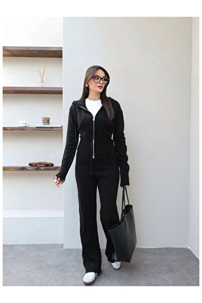 ESRAHELVACI Çift Fermuarlı Triko Takım