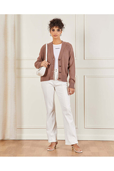 REDTAG Women Brown Button Front Knit Cardigan