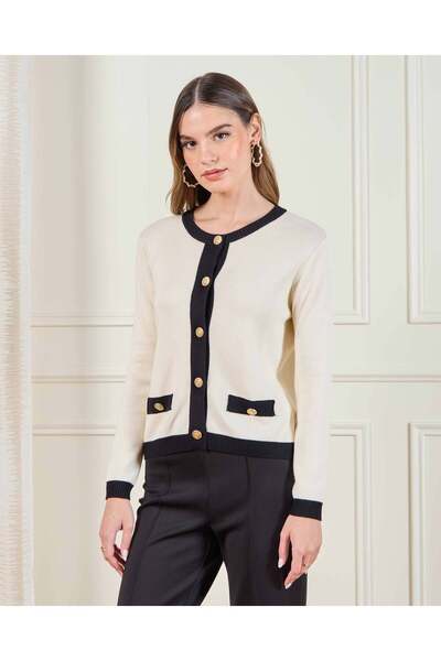 REDTAG Women Cardigan With Contrast Placket & Pocket Details