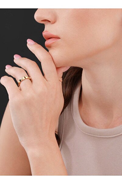 Police خاتم فيزي للنساء مطلي بالذهب مع كريستالات