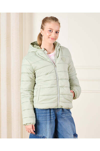 REDTAG Senior Girls Green Padded Hooded Jacket