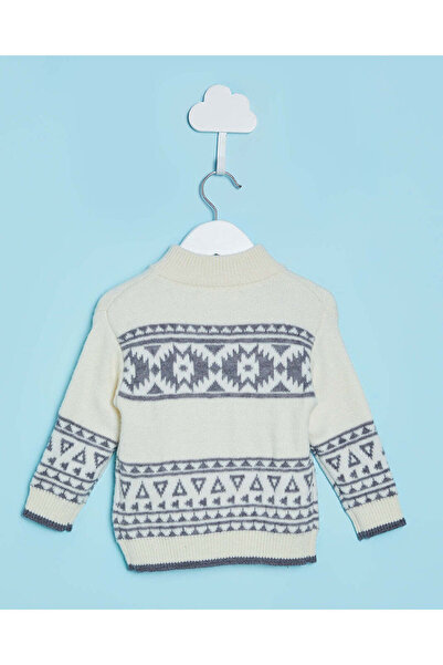 REDTAG Infant Boys White Half Zip Sweater