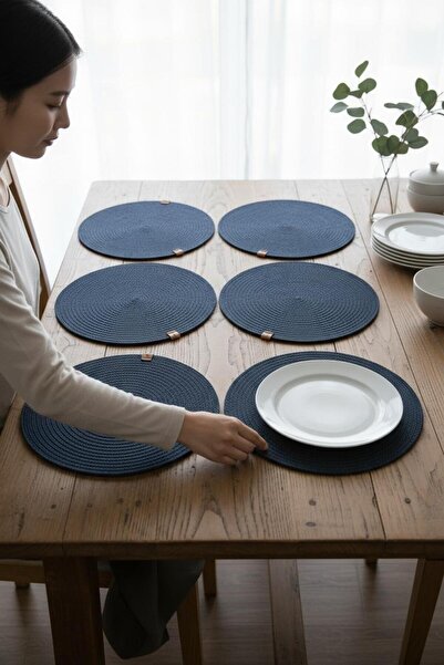 ANJEAHOME Narva 6-Piece Black Supla |   American Service Lux Presentation Plate Coaster 32X32 cm |   Stylish Tableware Decoration