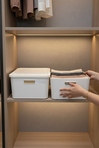 Kitchen Life Leather-Look Closet Organizer Clothing Storage Box-Organizer with Lid