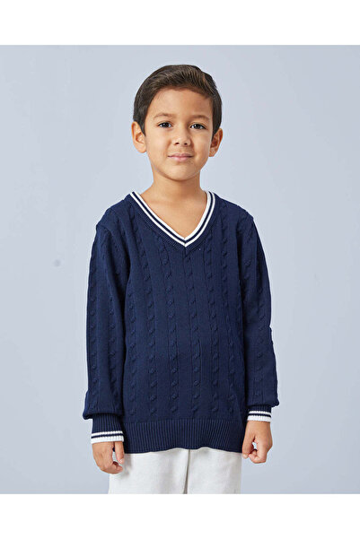 REDTAG سترة محبوكة باللون الأزرق البحري للأولاد