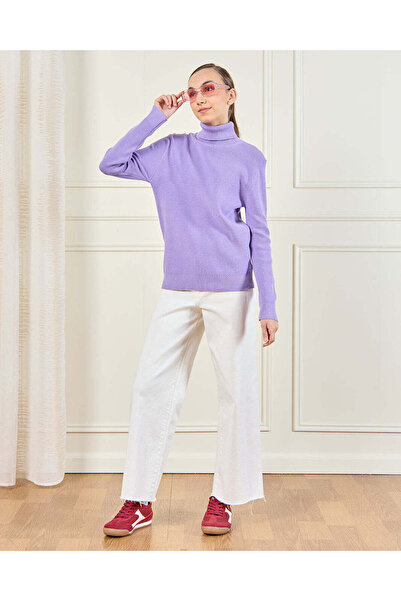 REDTAG Senior Girls Purple High Neck Pullover