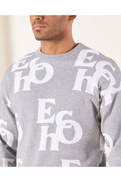 REDTAG Men Grey Knitted Pullover