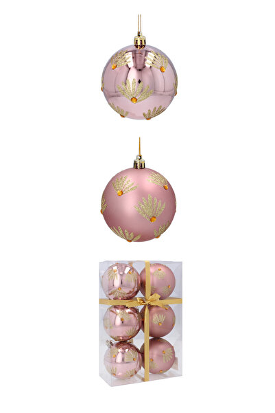 Selgot Christmas Baubles, Diameter 8 cm, 6 pcs, Pink-Gold, Model 1