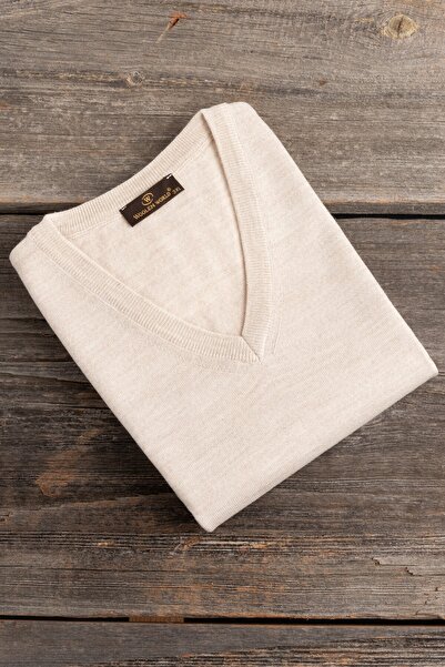 Woolen World V-Neck Oversize (Large Size) Wool Sleeveless Knitwear Sweater