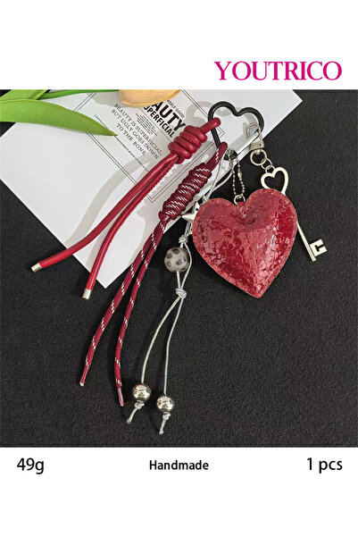 Youtrico حقيبة يد مصنوعة يدويًا على شكل قلب من الجلد بلون الدوبامين، سلسلة مف...