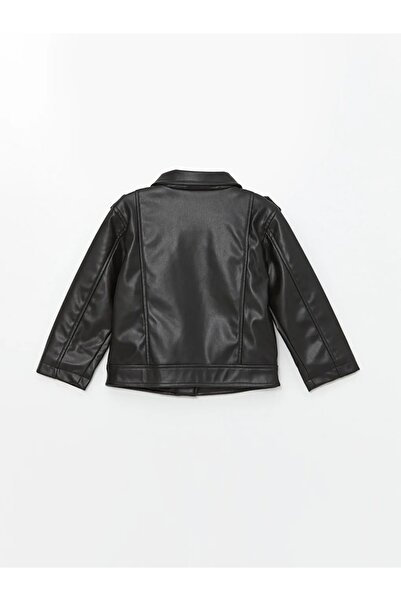 LC Waikiki LCW Kids Siyah Uzun Kollu Basic Kız Çocuk Deri Ceket