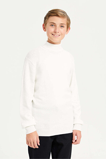 REDTAG Senior Boys Ivory Turtle Neck Pullover