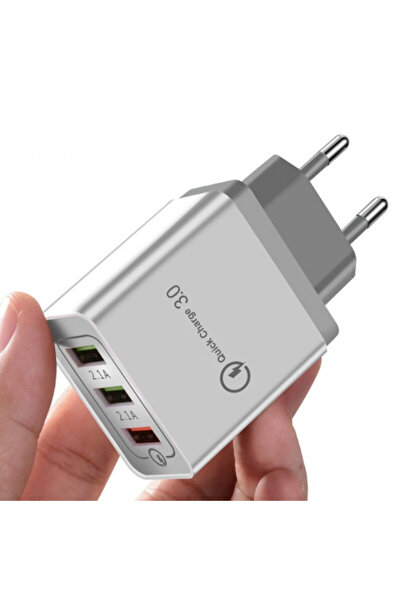 iTin Wall charger, multiple USB, 3 ports 2.1A, fast charging, Quick Charge 3.0, white