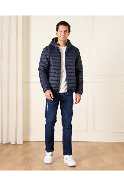 REDTAG Men Navy Long Sleeve Puffer Jacket