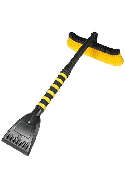 FONIX SnowBuddy Snow Brush with Scraper - Rotating Head, Integrated Scraper, Non-slip Handle, Yellow